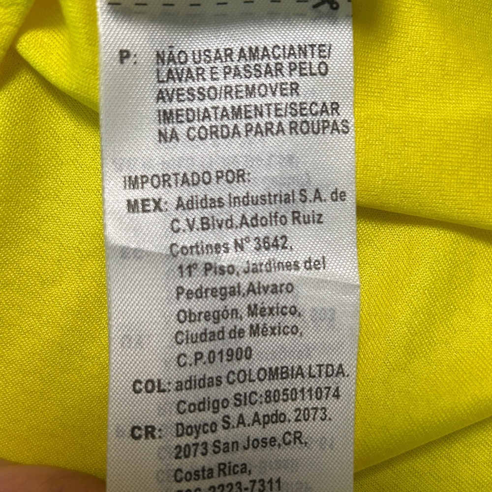 adidas Yellow Colombia Kids Soccer Jersey with Red and Blue Trim - Picture 9 of 16
